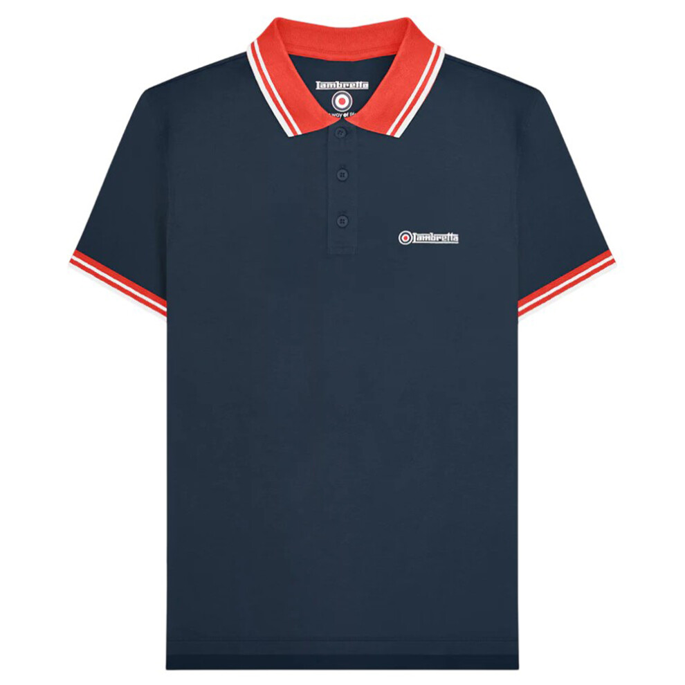Lambretta (M, Navy/Red) Mens Contrast Tipped Polo Shirt Red