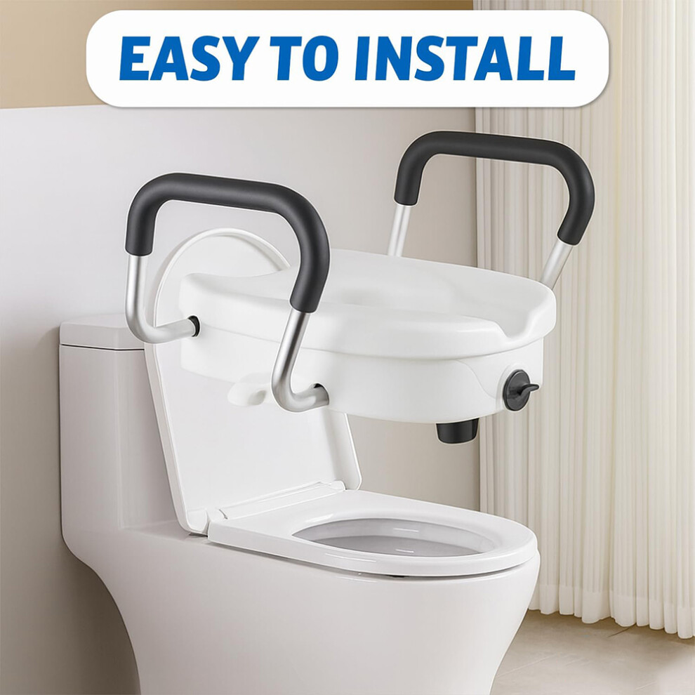 Raised Toilet Seat with Handles 4.7 Toilet Seat Riser for Elderly/Infirm UK