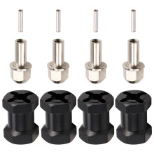 4 Stück 12 mm Sechskant-Radnaben-Antriebsadapter 17 mm Verlängerungs-Kombinationskupplung für 1/10 RC Car Crawler SCX10 D90, Schwarz