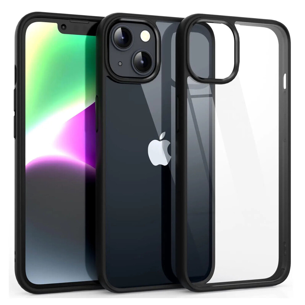 Colour Back Transparent Shockproof Phone Case For Iphone Silicone Bumper Cover For Iphone 14 Plus Black 5051227673336