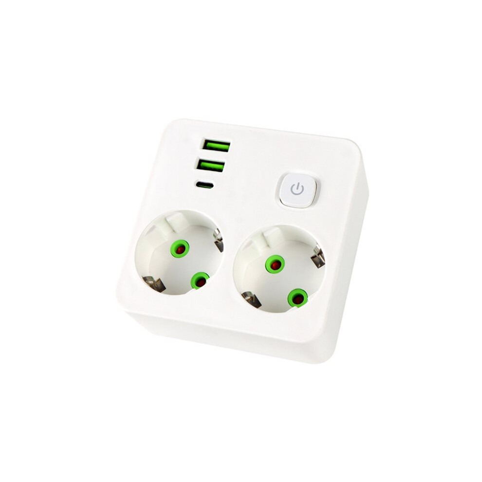 Eu Plug Outlet 2 Sockets Multitap Wall Power Strip Electrical Socket No Extension Cord With 2 Usb 1 Type-C 2500W 6031340568374