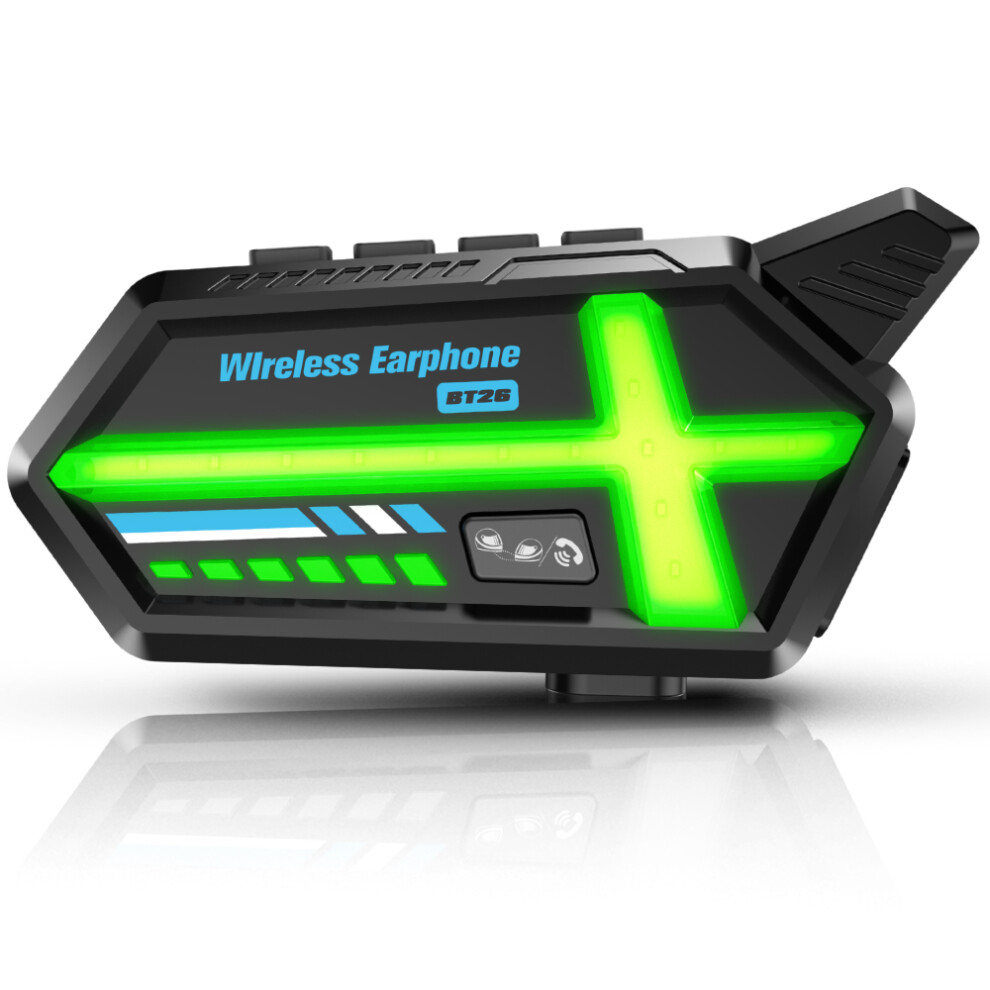 Bluetooth Motorcycle Helmet - Rncyn - Model Bt26 - 2-Person Intercom - Colorful Effects - Wireless - Light/Black 9106058697948