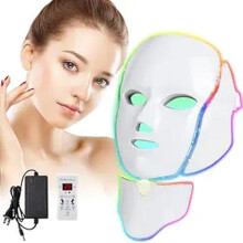 LED Light Therapy Masker - RNCYN - 7 kleuren - voor gezicht en nek - Roodlichttherapie - Wit - EU-stekker