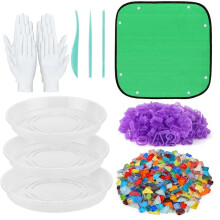 3 Sizes Stepping Stone Kit - Include 10.5/11/12in Concrete Molds, Letter Number Stamps, Mosaics Tiles, Carving Tools