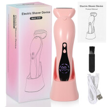 Afeitadora eléctrica para mujer - RNCYN - Depilación de vello facial y de piernas - Pinzas integradas - Color rosa