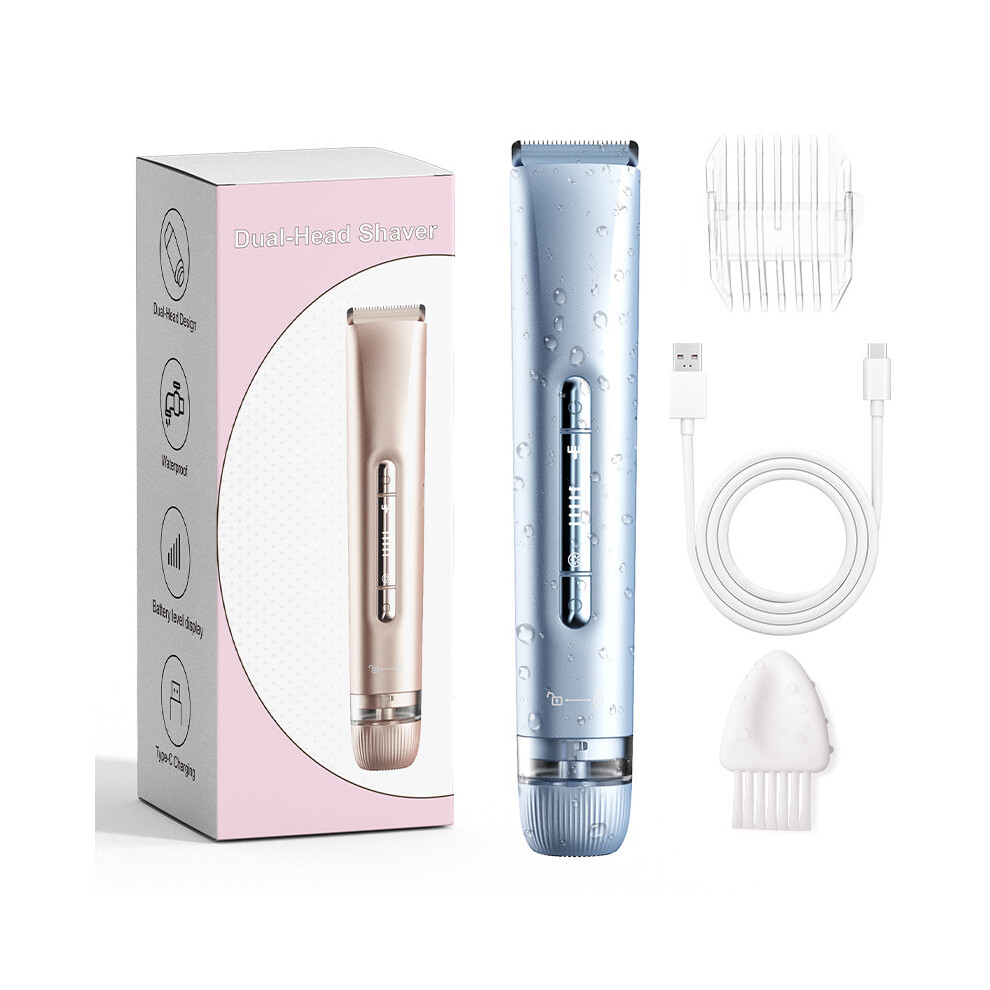 Rncyn 2 In 1 Electric Shaver - Double Head - Facial Epilator - Ipx7 Waterproof - Bikini Trimmer - Full-Body Use