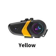 Bluetooth motorhelm - RNCYN - Model LX3 PRO - Intercom 500m - Waterdicht IP67 - 25h intercombatterijduur - Geel