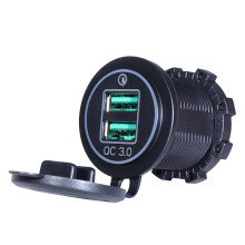 Adaptador de carga rápida para coche - RNCYN - Doble QC 3.0 - Puertos USB - Impermeable - Luz LED verde - ABS retardante de llama