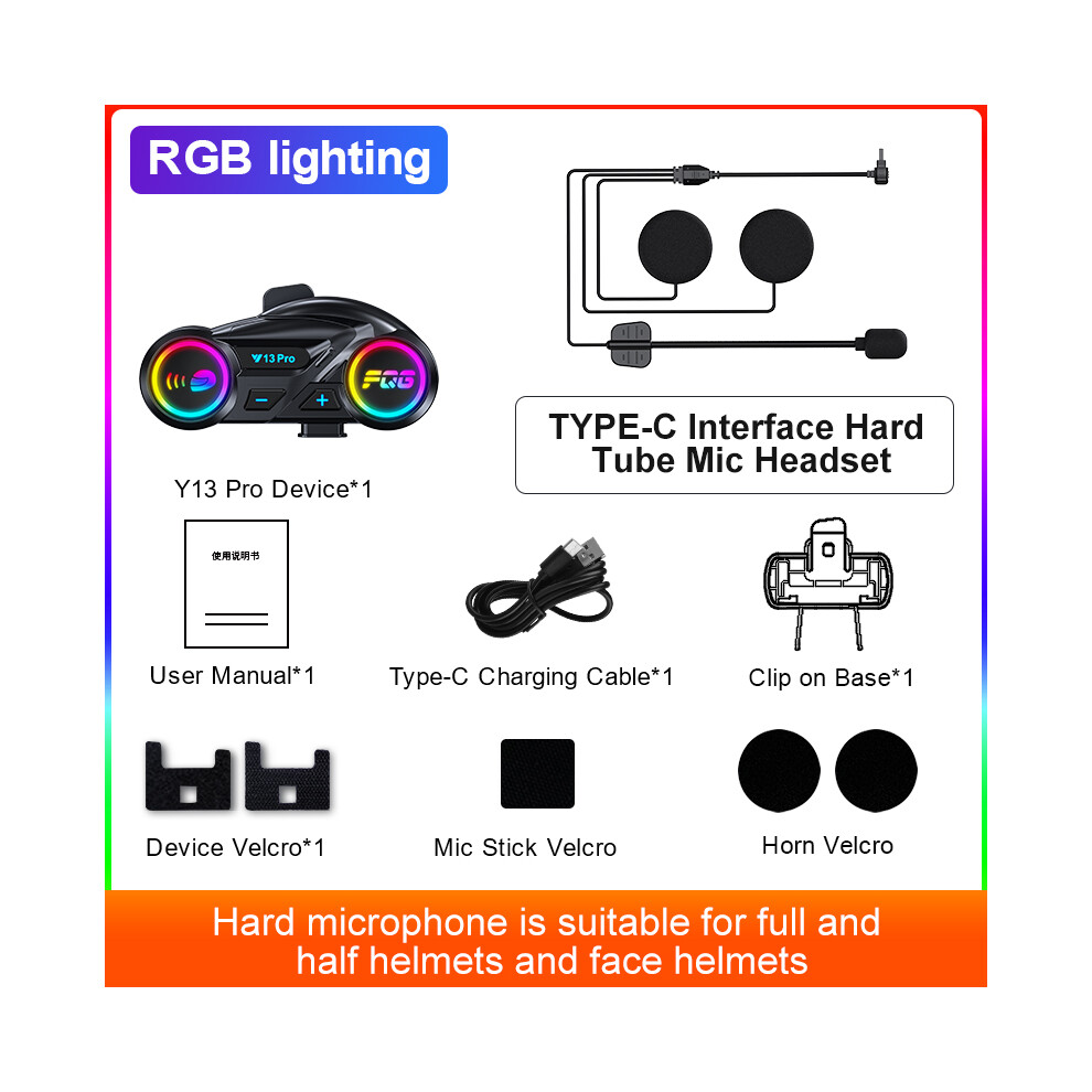 Motorcycle Intercom Helmet - Rncyn - Bt Y13 Pro - Colored Lights - Ip56 Waterproof Rating - Abs Plastic 9106058697382