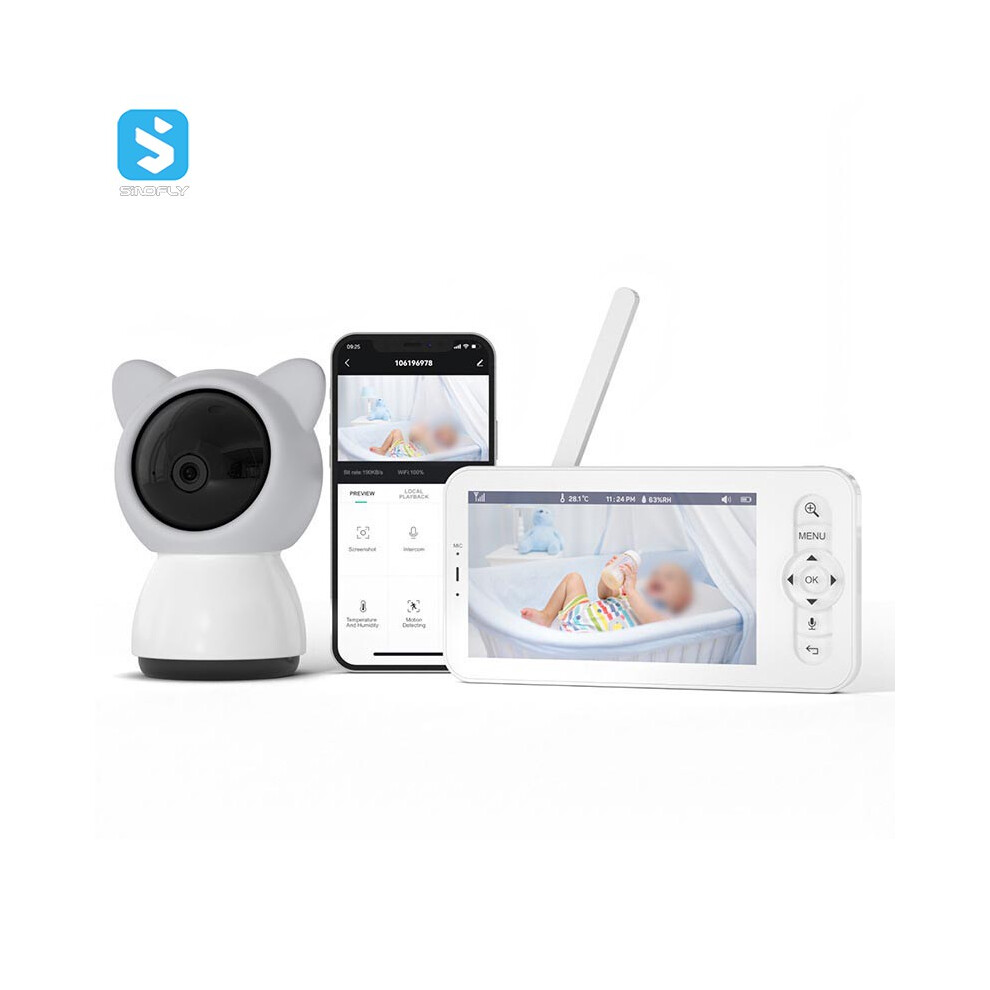 Rncyn Smart Baby Camera - 5 Inch Lcd Screen - 1080P Resolution - Motion Detection & Crying
