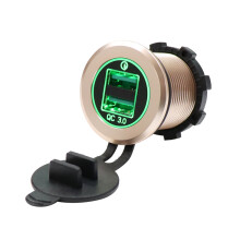 USB-Ladegerät für Autos - RNCYN - QC3.0 Schnellladen - Doppel-USB-Anschluss - Eingebautes LED-Voltmeter