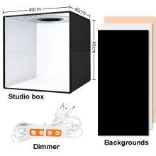 Softbox pieghevole - RNCYN - 40x40x40 cm - Tenda non tessuta + PVC - Nero - Bianco, nero, arancione - Porta USB