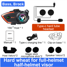 Casque intercom moto Bluetooth - RNCYN - Bluetooth - Étanche IP67 - Assistant vocal IA - Microphone rigide