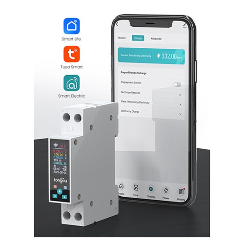 TONGOU 1-50A  Circuit Breaker TUYA MCB with LCD Display Current Under Voltage Wireless Remote Control  B 2