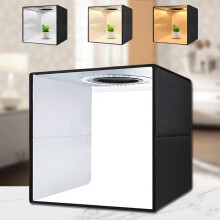 Studio fotografico LED pieghevole - RNCYN - 40x40x40 cm - Portatile e pieghevole - 3 sfondi inclusi: nero, bianco, arancione
