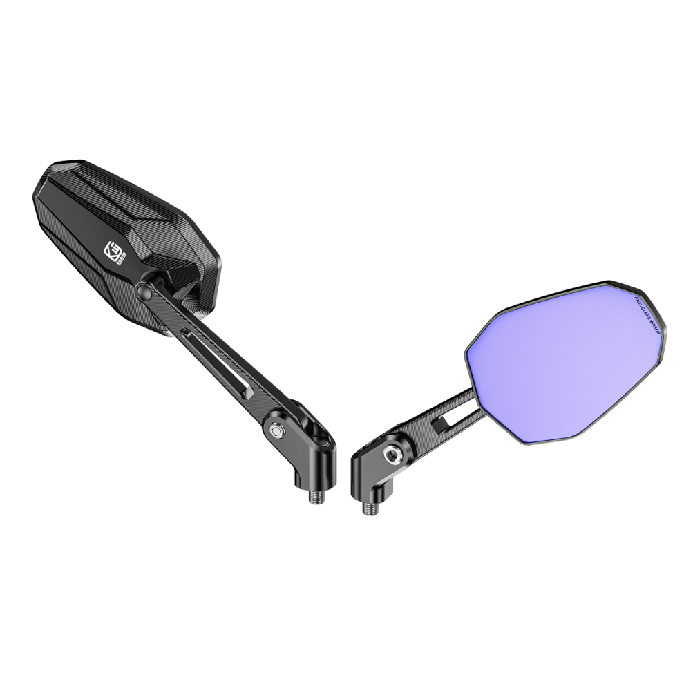 Universal Motorcycle Mirror - Rncyn - Hydrophobic - Anti-Glare - Anti-Fog - Adjustable - 6063 Aluminum - Nano-Shield Blue 9106058692233