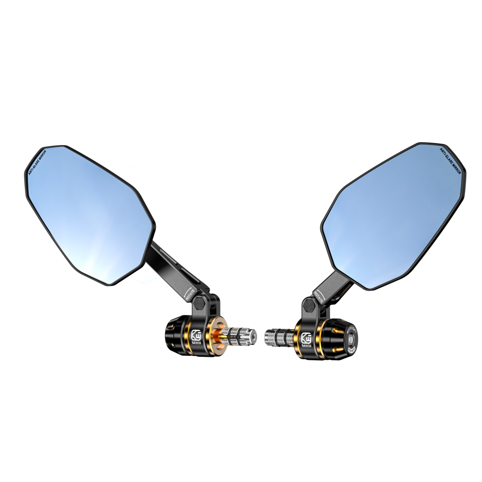 Motorcycle Rearview Mirror - Rncyn - Rhombic - Multi-Angle Adjustment - Lens - Hydrophobic Nano-Shield - Anti-Glare Blue 9106058688472