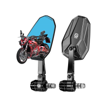 Specchietto retrovisore per motocicletta - RNCYN - Rombo - Nero - Regolazione multiangolo - Obiettivo ottico rivestito di blu