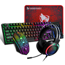 4-in-1 Gaming Bundle - RNCYN - Rainbow Backlit Keyboard - 104 Keys - 7 Colors Mouse