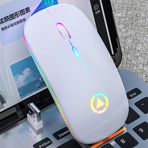Ultra Thin Wireless Mouse RNCYN Επαναφορτιζόμενο Λευκό Trimode (BT3.0 + BT5.0
