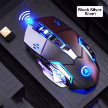 Wireless Mechanical Gaming Mouse - RNCYN - 1200 DPI - Silent - Effective Distance 10m - 132x77x41 mm - Black Silver
