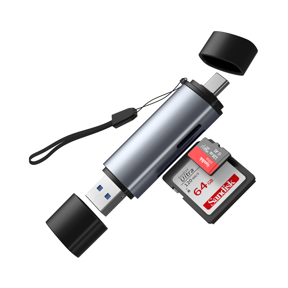 Usb-C Card Reader - Rncyn - 5Gbps Data Transfer - Apple Ios And Windows Compatible Grey 9486689741044