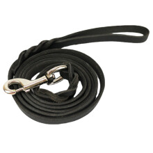 Cowhide Dog Leash - Phoesky - 260x1.8x0.4 cm - Black - Thickened - Fashionable Fur