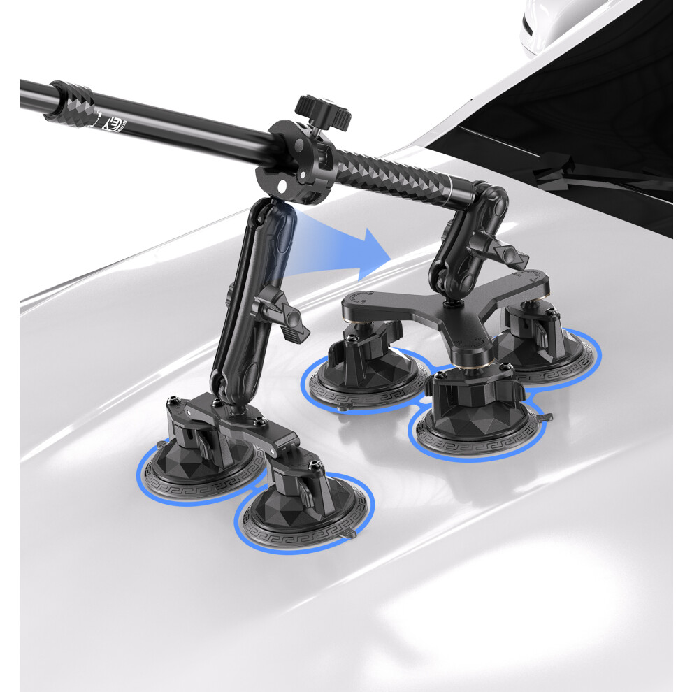 Car Action Camera Mount - Rncyn - High Quality Suction Cup - Extendable Selfie Stick 110 Cm 9106058689035