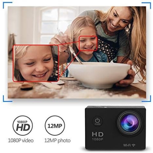 4K WiFi Action Camera 30M Waterproof with 2 Inch Screen (Black) 1