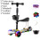 (Yellow Seat) Adjustable Scooter Kids With Music Function Headlight Three Wheeled Plastic 1