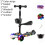 (Black Seat) Adjustable Scooter Kids With Music Function Headlight Three Wheeled Plastic 1