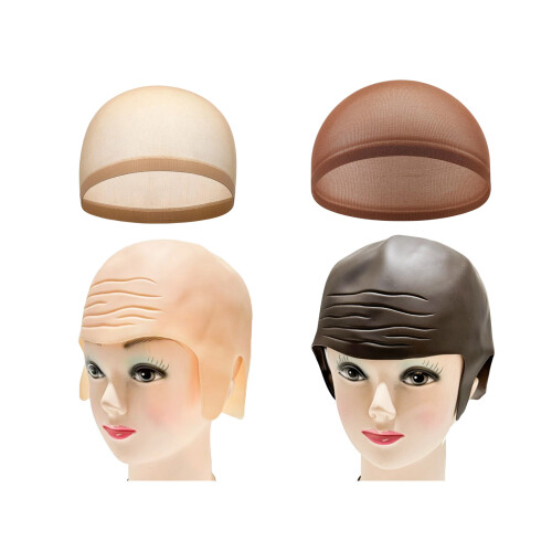 Breathable Bald Cap Featuring Extended Ears Bald Head Wig Cap For Comedy Shows Color 1