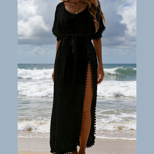 Beach Cover up With Elegant Cut Polyester Texture Suitable for Any Occasion White M 2