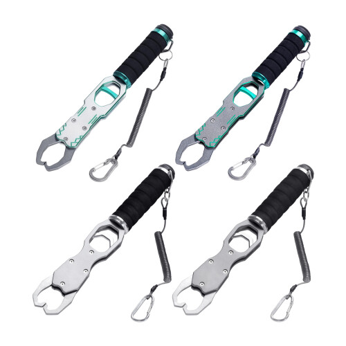 Aluminum Gripper Built in Scale for Efficient Fish Removal and Silver pattern with 2