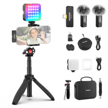 Kit de vlogging avec lumière LED RGB - RNCYN - Sans fil - Télécommande - 6000k lumière du jour - 30x30x30 cm