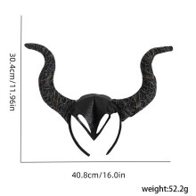 (Black Silver Horn) Party Halloween Chic Headband Includes Spooky White Veil Horns And Colorful