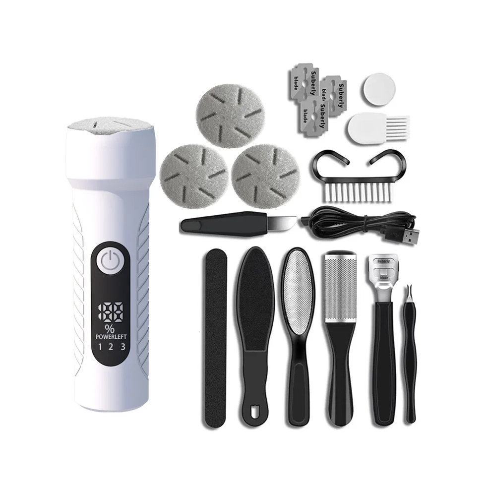 Rncyn Electric Foot File - Rechargeable - Portable - Waterproof - 3 Speeds - Removes Dead Skin - White