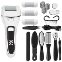 Kit pédicure électrique - RNCYN - 10 en 1 - Lime à pied - Dissolvant de callosités - Exfoliant pour les pieds - Blanc