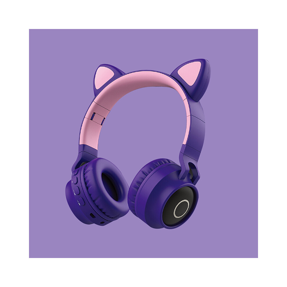 Foldable Wireless Earbuds - Rncyn - Bt-028C - Cat Ears - Led - Built-In Microphone Light/Purple/Pink 9486689669676