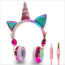 Unicorn Wired Headphones for Kids - RNCYN - Rainbow - Diamond - 3,5 mm - Verstellbares Stirnband