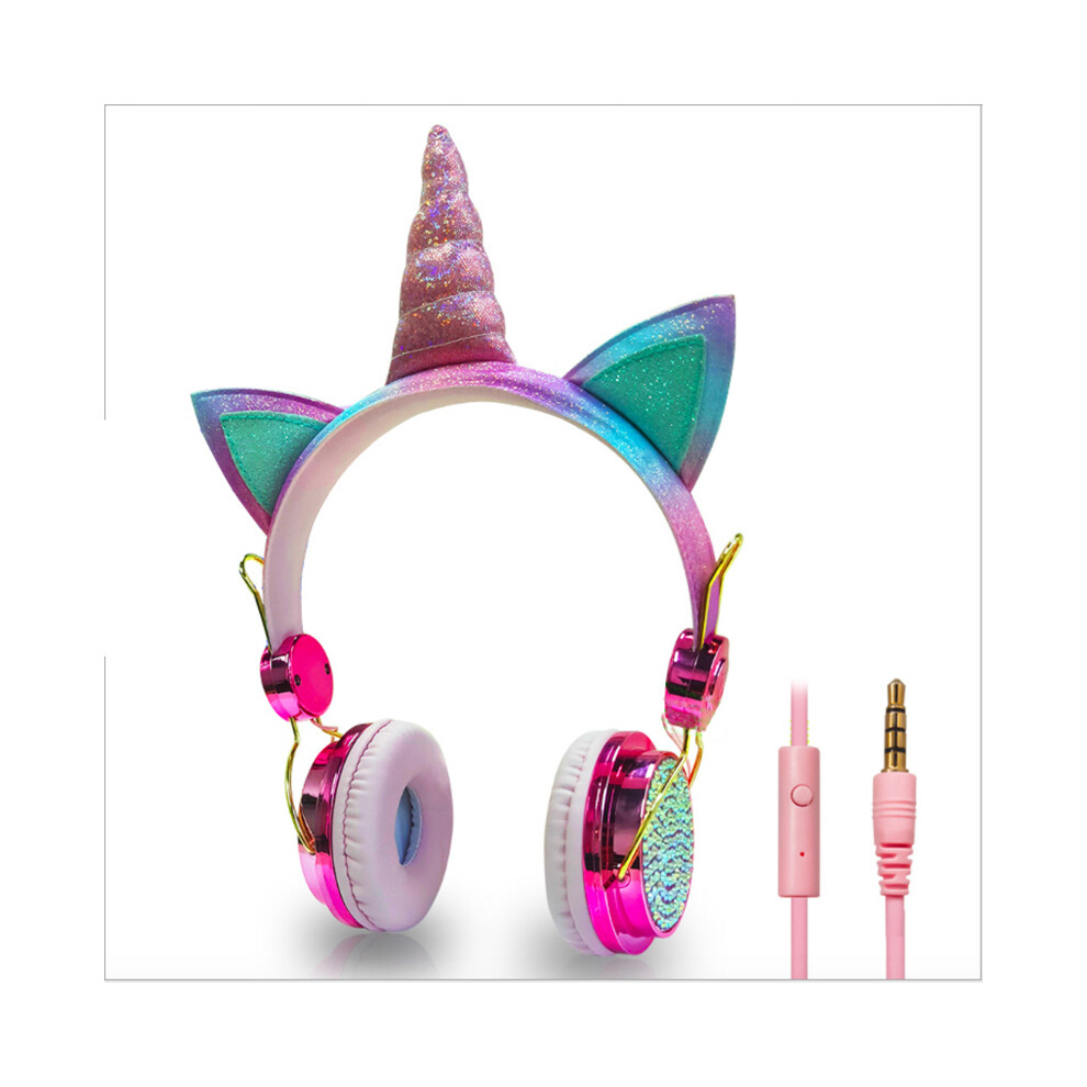 Unicorn Wired Headphones For Kids - Rncyn - Rainbow - Diamond - 3.5Mm - Adjustable Headband 9486689669423