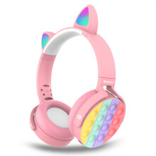 Kabellose Kinderkopfhörer - RNCYN - CT-950 - Katzenohren - Silikon - Regenbogengrün - Anti-Stressblase - 400mAh