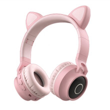 Kabellose Katzenohr-Kopfhörer - RNCYN - Pink - LED - Kinder - Faltbar - Bequem - Kompatibel mit 99 % von den Geräten