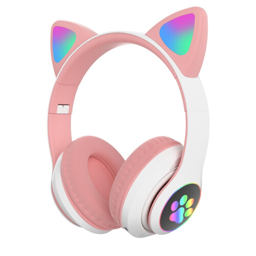 Cuffie wireless per bambini - RNCYN - Orecchie da gatto - Rosa - STN28 - Wireless e cablata