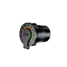 Carregador USB Duplo - RNCYN - Portas USB Duas QC 3.0 - Voltímetro incorporado - Interruptor On/Off