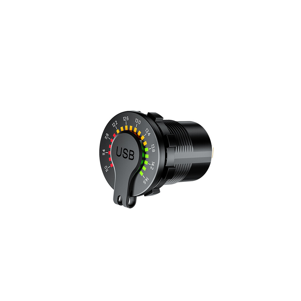 Dual Usb Car Charger - Rncyn - Dual Usb Qc 3.0 Ports - Built-In Voltmeter - On/Off Switch 9106058690123
