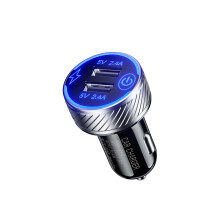 Carregador USB de Automóvel - RNCYN - Carregamento Rápido - Porta USB Dupla - Tipo C PD - LED AZUL - Interruptor Tátil