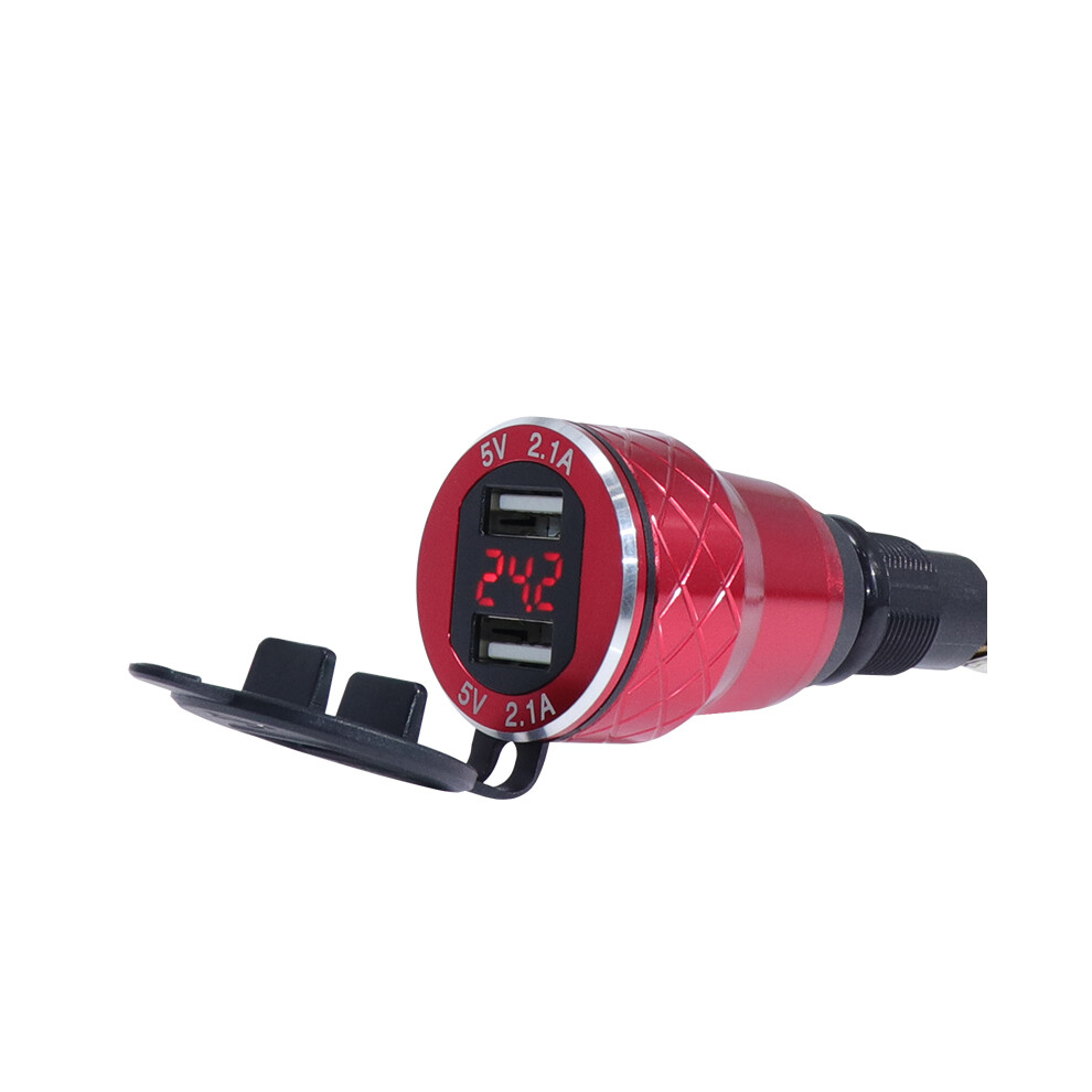 Motorcycle Usb Charger - Rncyn - Dual Usb Port - Led Display - Indicator - 5V 4.2A Output - 12-24V Input Light 9106058689349