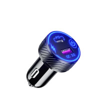 Carregador Duplo USB - RNCYN - Carregamento Rápido de 36W - Porta Dupla QC3.0 - Voltímetro colorido - Interruptor ON-OFF