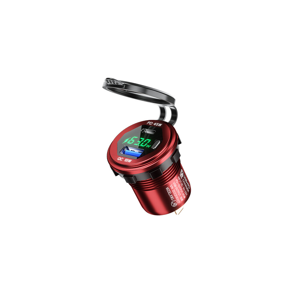 Fast Car Charger - Rncyn - Dual Usb And Type-C - Built-In Lcd Display - Built-In Voltmeter 9106058690116